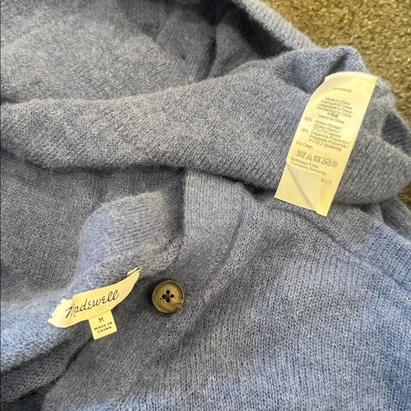 Madewell Blue Alpaca Blend Long Sleeve Cropped V Neck Cardigan Sweater Medium - Picture 9 of 9